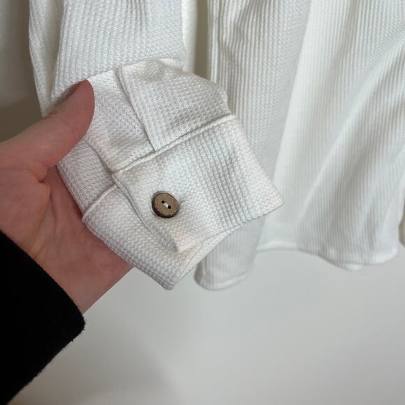 NWT WHite Waffle Knit Button Up LAST CALL - Picture 2 of 7